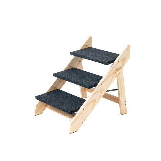 77  Wood Pet Stairs Pet Steps  Foldable 3 Levels Dog Stairs  Ramp Perfect For Beds And Cars Portable Dog Cat Ladder Up To 110 Pounds